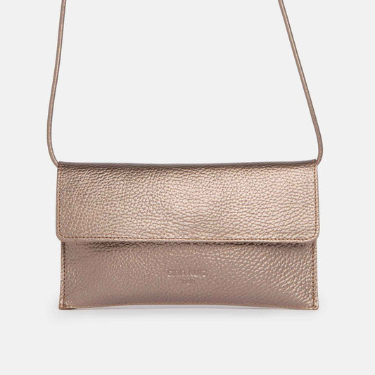 ANN KURZ MINI THIN CLUTCH METALLIC LEATHER